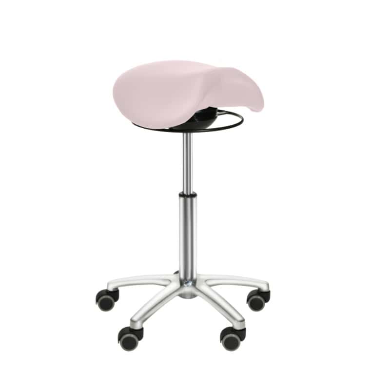 Sattelsitz-Hocker mit Schwing-Mechanismus - Ansicht von hinten mit Rückenabschluss - Med-Praxisbedarf