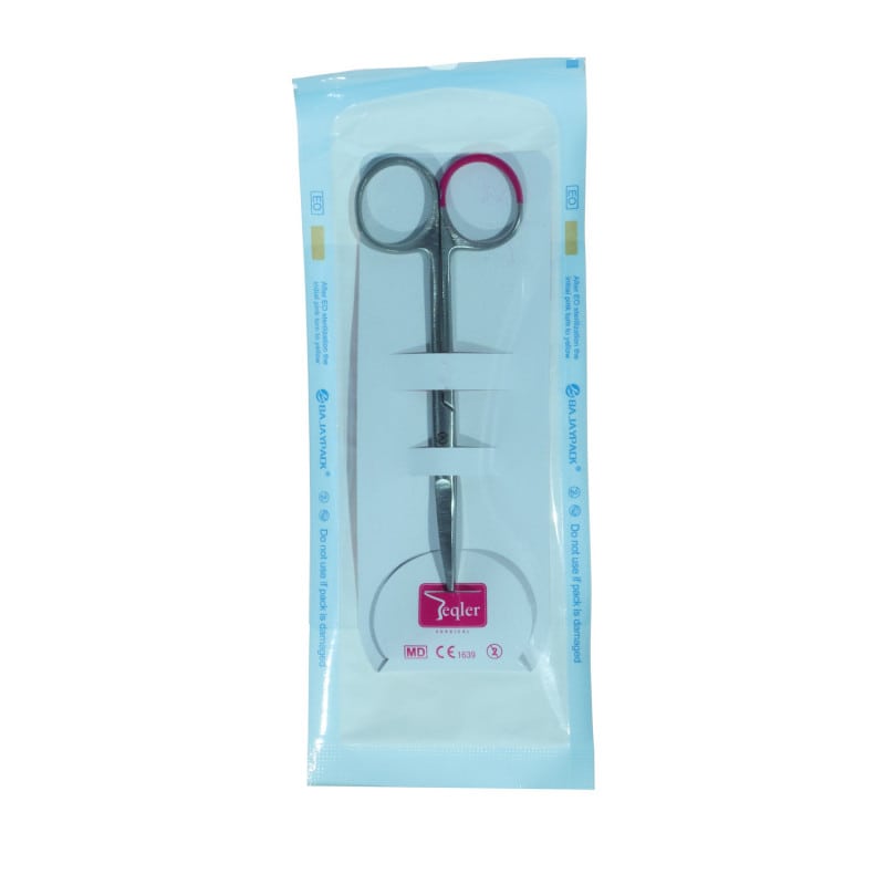 Irisschere Einmalinstrument 11 cm - Teqler Smart Line Produkt in steriler Verpackung - Med-Praxisbedarf