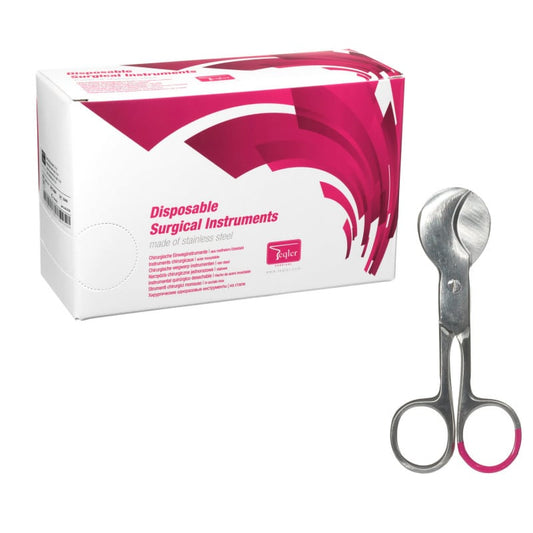 Nabelschnur-Schere 10 cm Smart Line - robustes Einmalinstrument aus rostfreiem Stahl - Med-Praxisbedarf