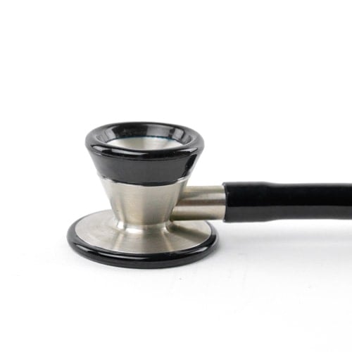 Stethoskop Cardiology 200 - Nahaufnahme des Edelstahl-Doppelkopfes für präzise Auskultation - Med-Praxisbedarf