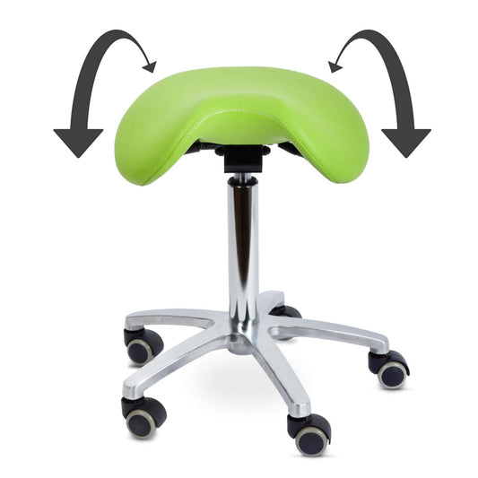 Teqler Drehhocker mit kippbarem Sattelsitz - ergonomischer Hocker für Arztpraxis und Klinik - Med-Praxisbedarf