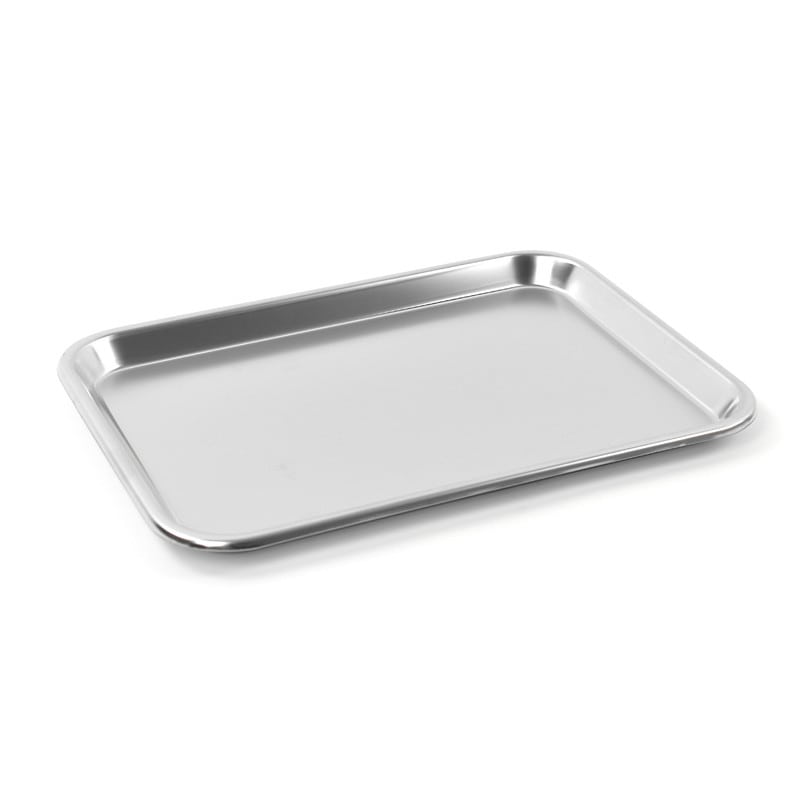 Edelstahltablett für die Praxis - Teqler Tablett mit robusten Kanten, Stärke 0,8 cm - Med-Praxisbedarf