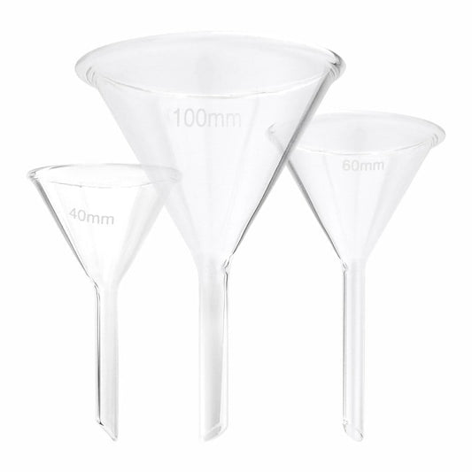 Teqler Glastrichter Laborgerät zum Umfüllen - aus Borosilikatglas, mit kurzem Stiel - Med-Praxisbedarf