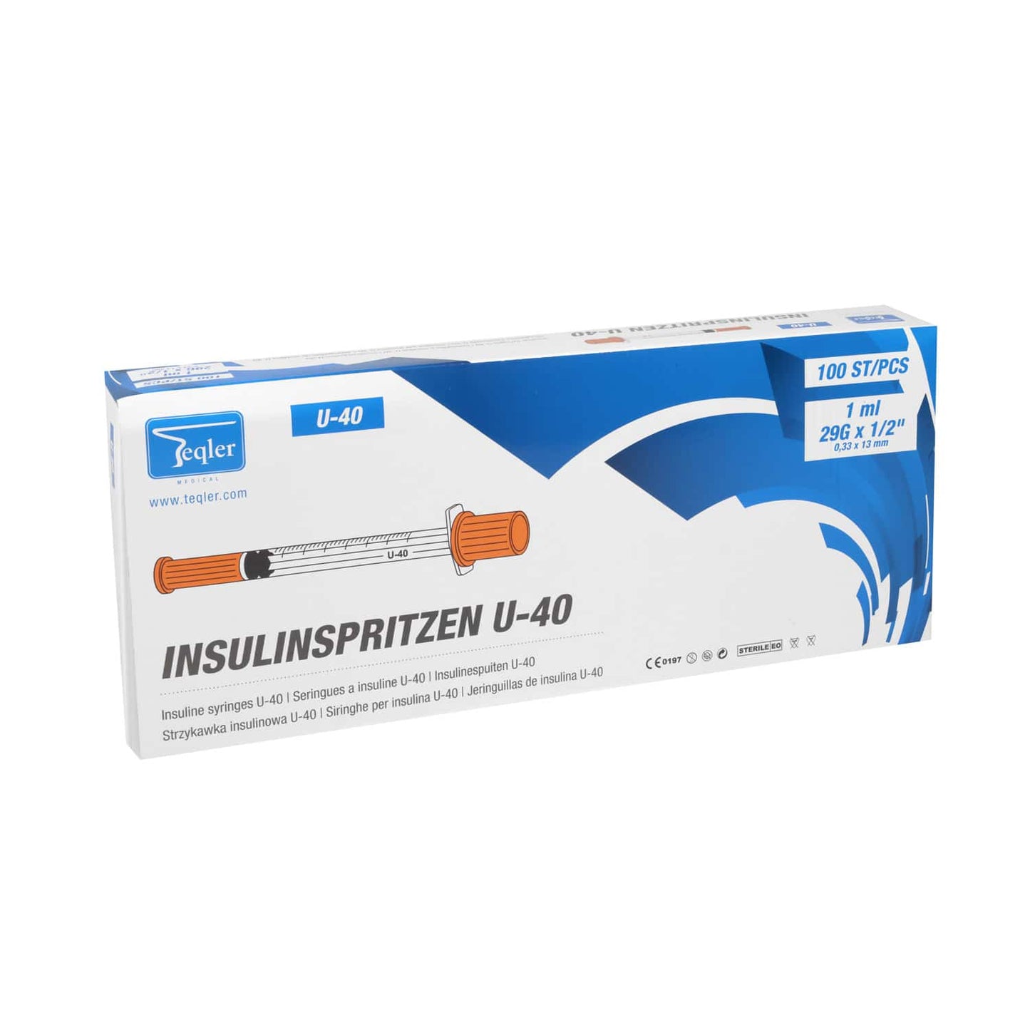 Teqler Einmalspritze für Insulin - Kanülenmaß 0,33 x 13 mm, medizinischer Einmalartikel - Med-Praxisbedarf