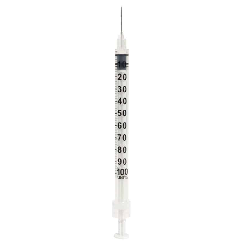 Verpackung der Teqler Insulinspritzen mit Kanüle 29G - Blister oder Kartonpackung - Med-Praxisbedarf