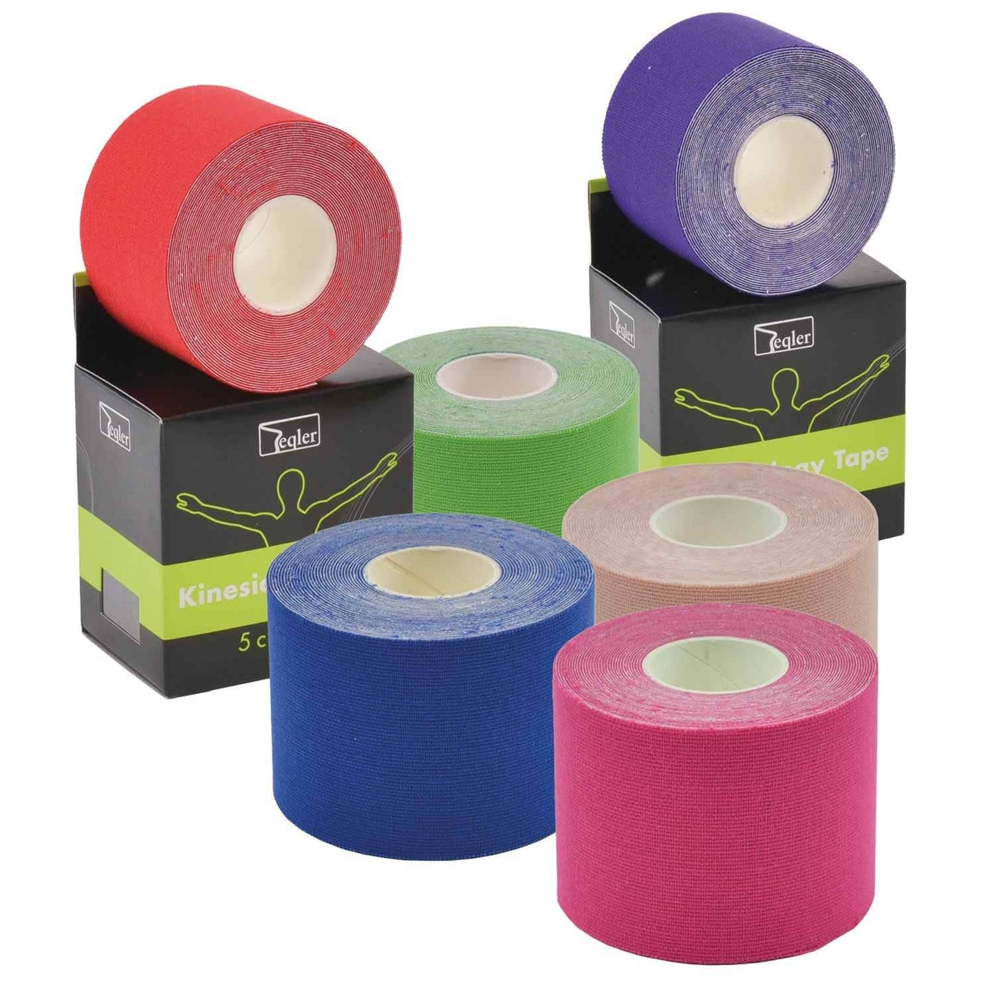 Teqler Kinesiology-Tape Rolle in blau - wasserresistent, elastisches Baumwollgewebe - Med-Praxisbedarf