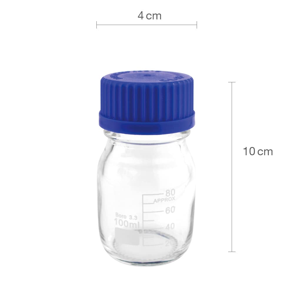 Laborflasche Teqler mit Schraubverschluss - dicht schließende Glasflasche für Praxen und Kliniken - Med-Praxisbedarf