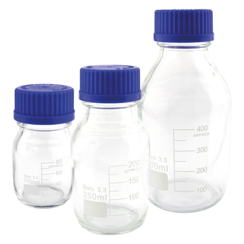 Teqler Labor-Glasflasche - robuste Flasche aus Borosilikatglas 3.3 für Lösungen - Med-Praxisbedarf