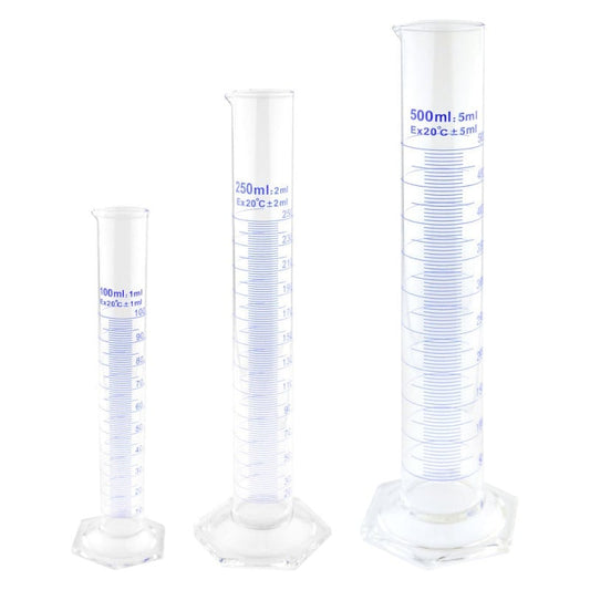Teqler Messzylinder aus Glas 100ml - Borosilikatglas 3.3, hitzebeständiges Laborgerät - Med-Praxisbedarf