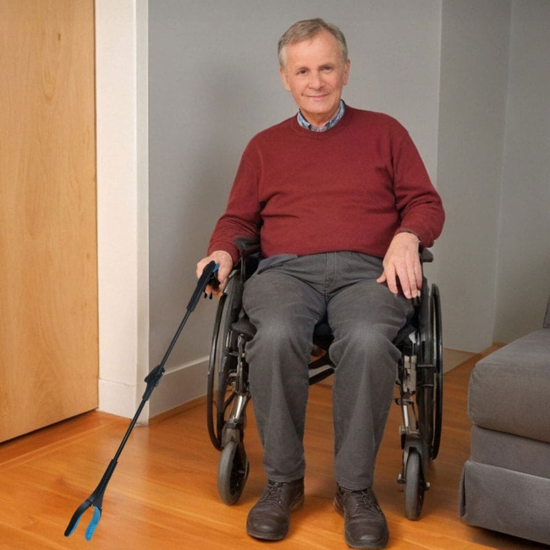 Teqler Greifhilfe Länge 82 cm - Leichtes Aluminium-Gestell mit gummierten Griffen - Med-Praxisbedarf