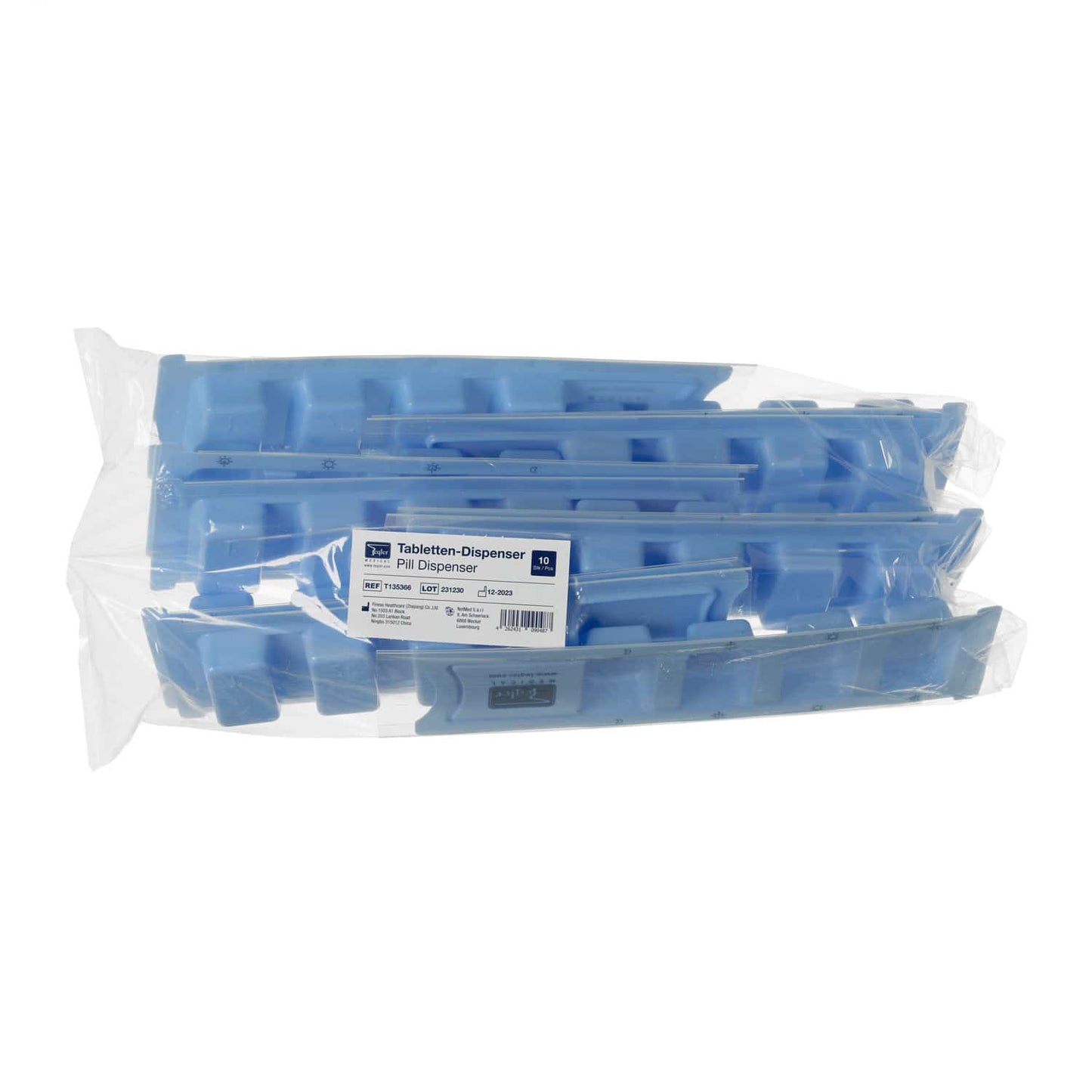 Teqler Tabletten-Dispenser in Gebrauch - Tabletten sortiert in den Fächern für den Tagesbedarf - Med-Praxisbedarf