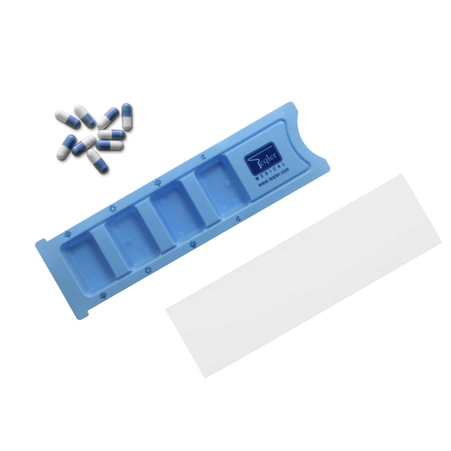 Teqler Tabletten-Dispenser mit Deckel - Praktischer Wochendispenser in kompakter Bauweise - Med-Praxisbedarf