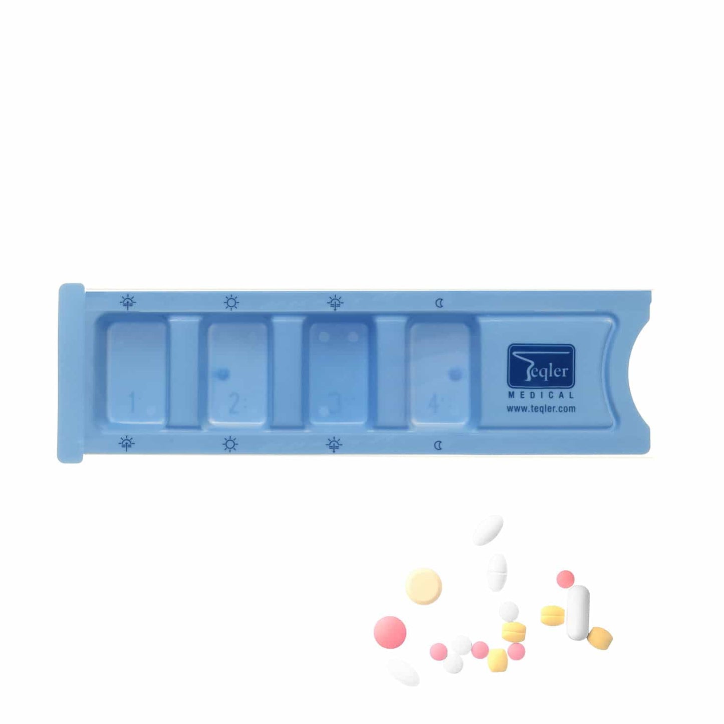 Teqler Tabletten-Dispenser Größenvergleich - Handlicher Dispenser für die Medikamentenorganisation - Med-Praxisbedarf