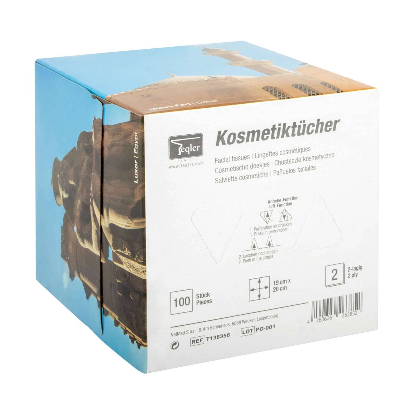 Weiße Teqler Tissue Box, Karton mit 100 Einzeltüchern für den Praxisbedarf - Med-Praxisbedarf
