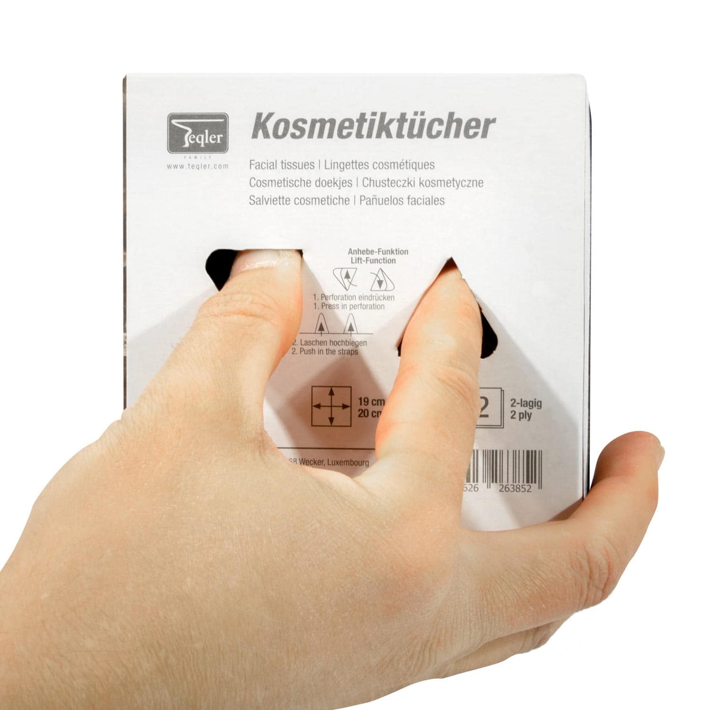 Geschlossene Tissue Box von Teqler, 100 Tissues im praktischen Kartonformat - Med-Praxisbedarf