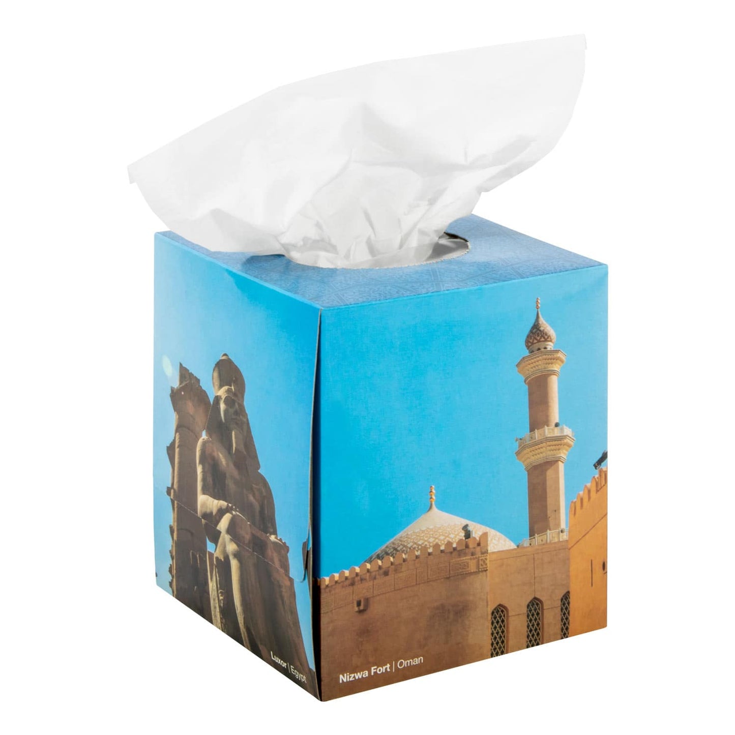 Teqler Tissue Box in Seitenansicht, zeigt handliches Format 11x11x13 cm - Med-Praxisbedarf