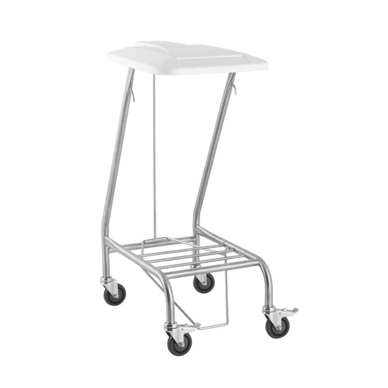 Mobiler Wäschesammler Teqler - weiß, 56x40x87 cm, mit Rollen und Klappdeckel - Med-Praxisbedarf