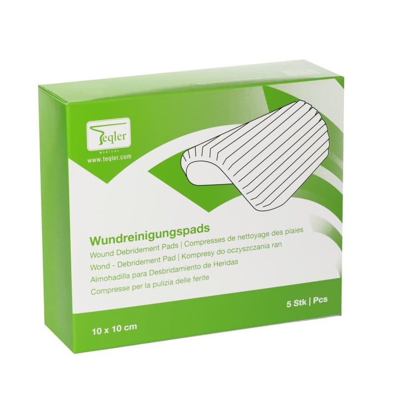 Wundreinigungspads für chronische und akute Wunden - schonende mechanische Reinigung von Teqler - Med-Praxisbedarf