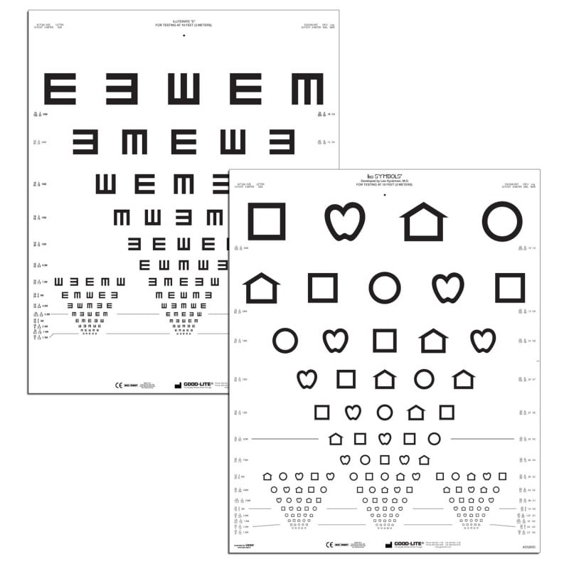 LEA-Symbole/E-Haken Wandtafel für Sehprüfung ab 3 Jahren - große Wandtafel - Med-Praxisbedarf