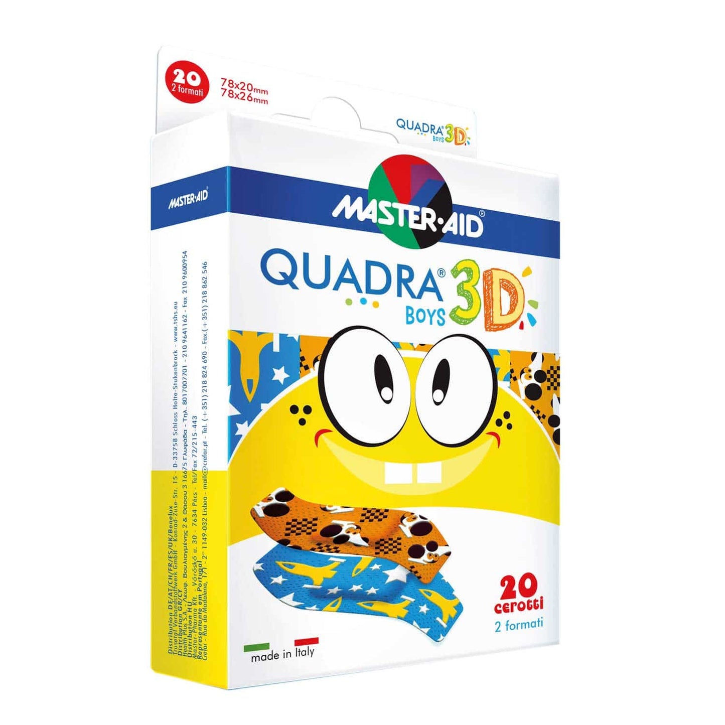 QUADRA 3D Kinderpflaster bunt gemustert - für kleine Wunden, 78x20 mm, hautfreundlich - Med-Praxisbedarf