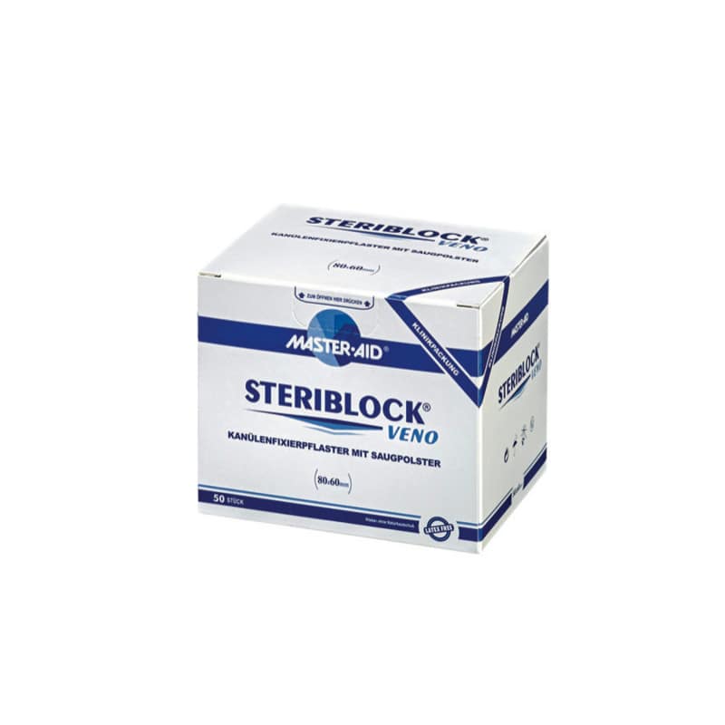 STERIBLOCK VENO Vliespflaster zur Kanülenfixierung - Mit Wundkissen und schlitzförmiger Aussparung - Med-Praxisbedarf