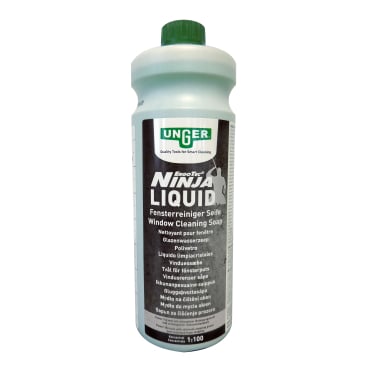 UNGER Ninja Liquid Fensterreiniger Seife Konzentrat - professionelles Glasreinigungsmittel, ergiebig - Med-Praxisbedarf