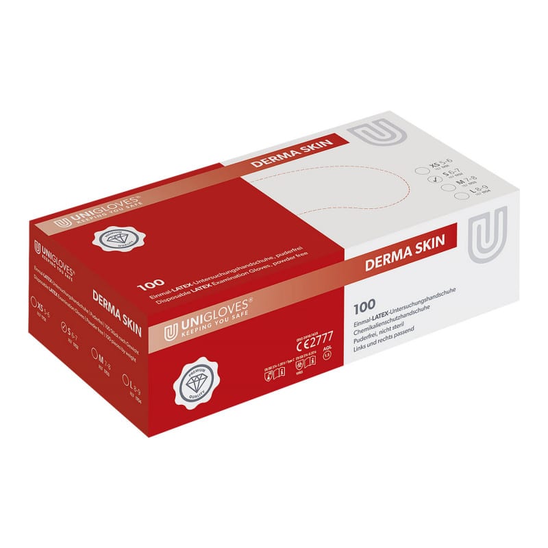 Medizinische Einmalhandschuhe - Unigloves Derma Skin Modell, ungepudert - Med-Praxisbedarf
