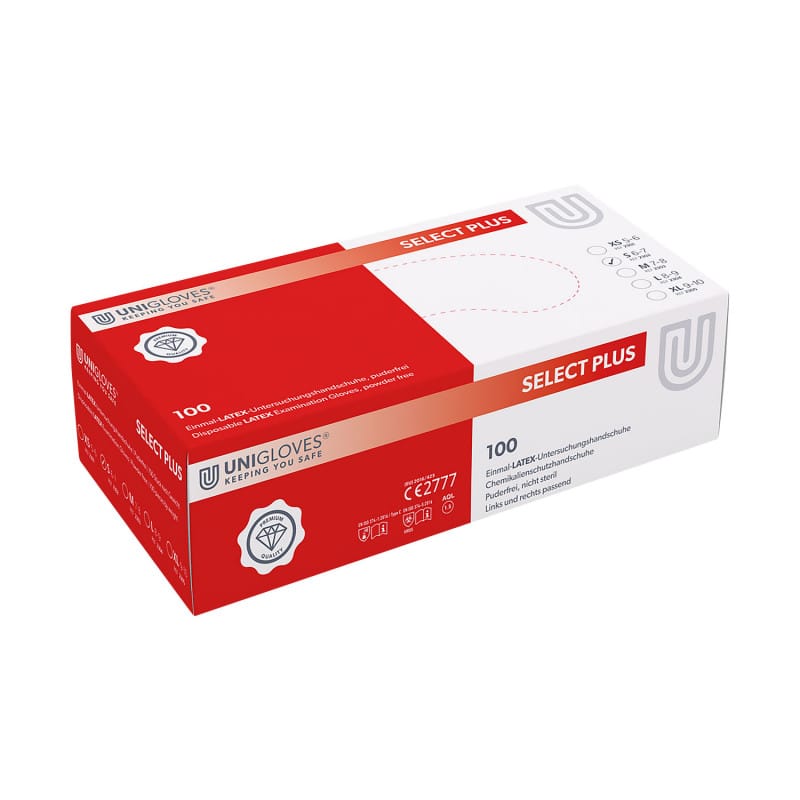 Unigloves Select Plus Untersuchungshandschuh - latex, sterile Verpackung - Med-Praxisbedarf