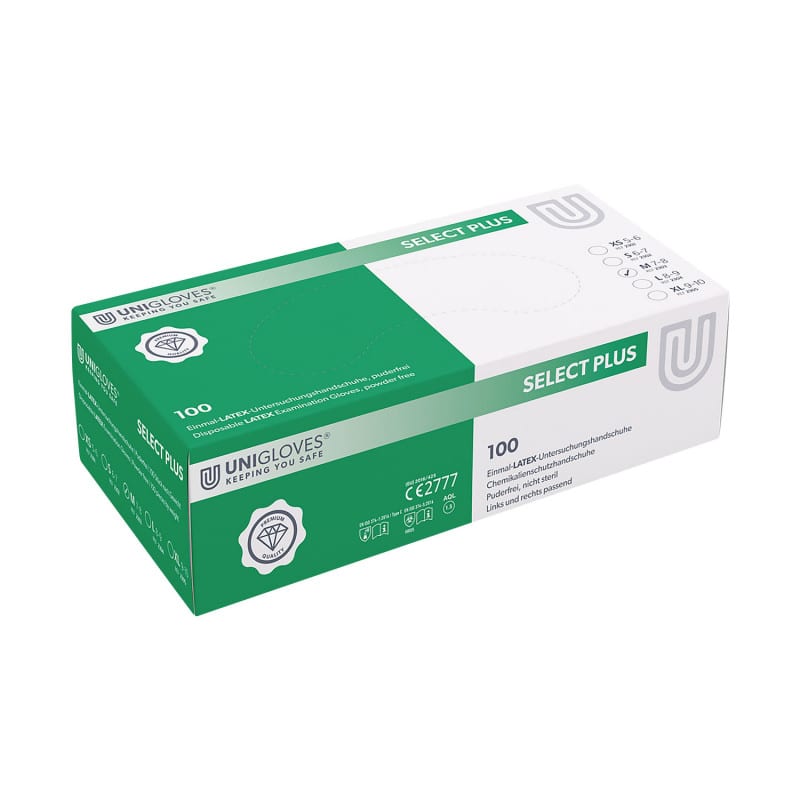 Medizinische Handschuhe Unigloves Select Plus - Größe M, latex - Med-Praxisbedarf