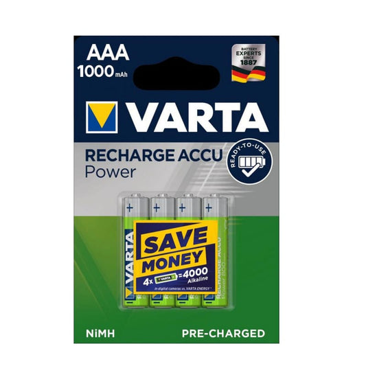 AAA NiMH Akkus VARTA 1000mAh - wiederaufladbare Micro-Akkus ohne Memory-Effekt - Med-Praxisbedarf