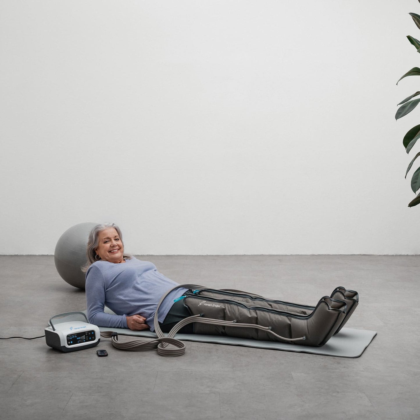 Venen Engel 4 Premium mit Lymph-Flow Pants - Gleitwellenmassagegerät für Bauch und Beine - Med-Praxisbedarf