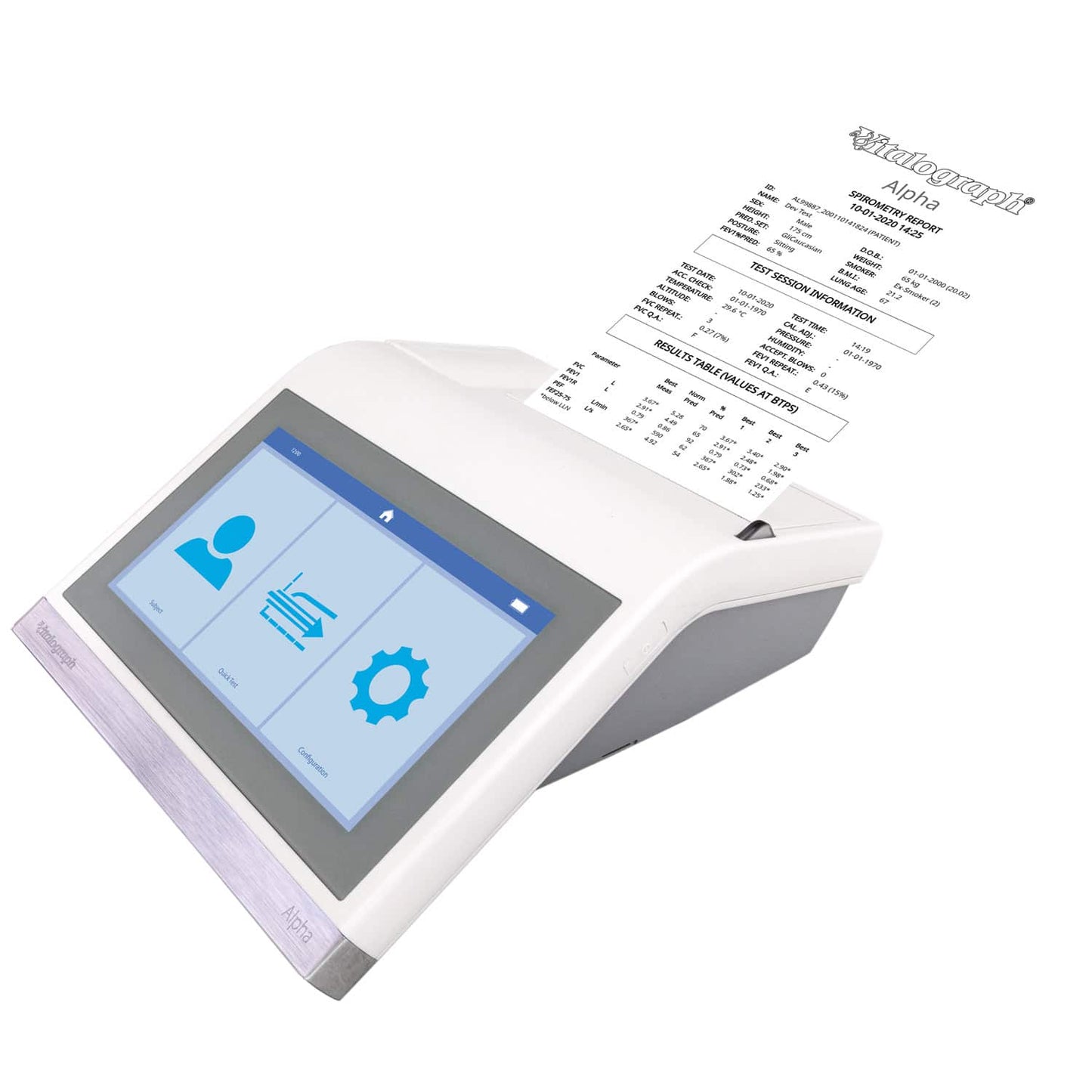 Nahaufnahme ALPHA Connect Display - zeigt grafische Auswertung der Spirometrie - Med-Praxisbedarf