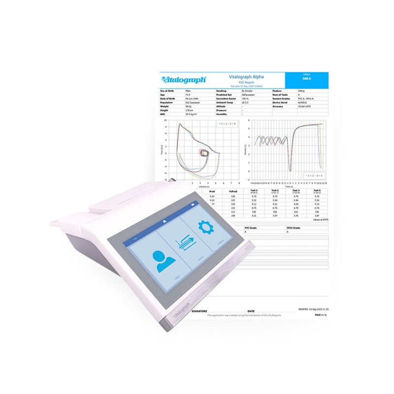 Vitalograph ALPHA Connect Spirometer - akkubetriebenes All-in-One-Gerät für Atemwegsdiagnostik - Med-Praxisbedarf