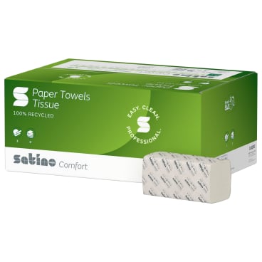 Comfort Papierhandtücher von Satino, C-Falz, hygienische Einmalhandtücher im Pack - Med-Praxisbedarf