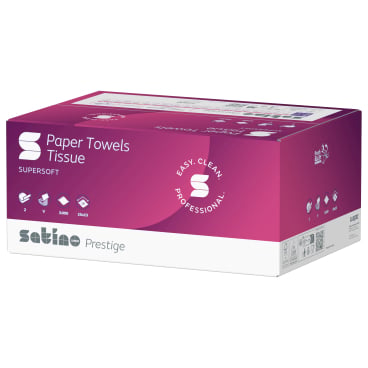 Satino Papierhandtücher prestige V-Falz, 25 x 23 cm, 2-lagige Zick-Zack-Falzung - Med-Praxisbedarf