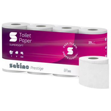 Toilettenpapier 3-lagig mit Präge-Motiv - Satino Prestige für Arztpraxen, MT1-System - Med-Praxisbedarf