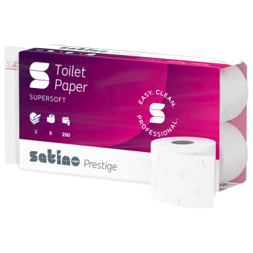 Satino Prestige Toilettenpapier 3-lagig hochweiß - MT1-kompatibel für Praxen und Kliniken - Med-Praxisbedarf