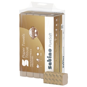 Handtuchpapier Satino PureSoft V-Falz - Format 24 x 23 cm, PT3-Spender kompatibel - Med-Praxisbedarf