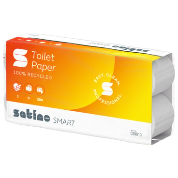 Satino Smart Toilettenpapier 3-lagig - hochweiße Hygiene-Rollen im Großgebinde - Med-Praxisbedarf