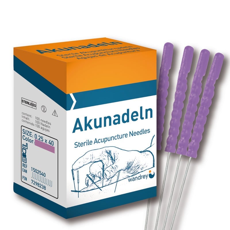 Akupunkturnadel mit blauem Kunststoffgriff - Einmahnadel in verschiedenen Stärken erhältlich - Med-Praxisbedarf