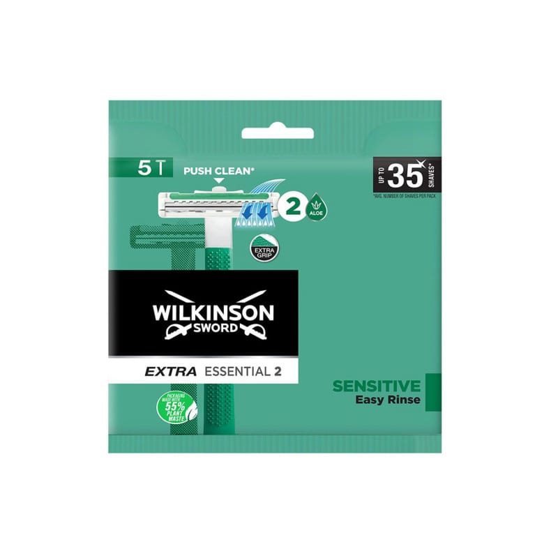 Wilkinson Einmal-Rasierer Extra 2 - 2-schneidiger Profi-Rasierer mit extra Grip für sichere Handhabung - Med-Praxisbedarf