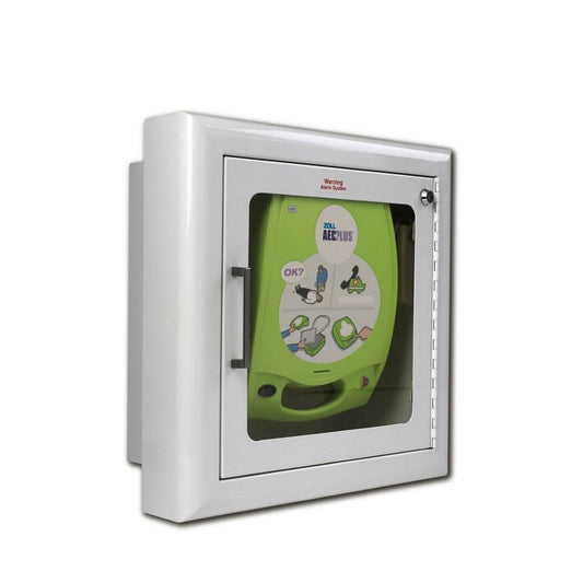 AED Plus Halbeinbau-Wandschrank weiß - für die Wandmontage von Defibrillatoren - Med-Praxisbedarf