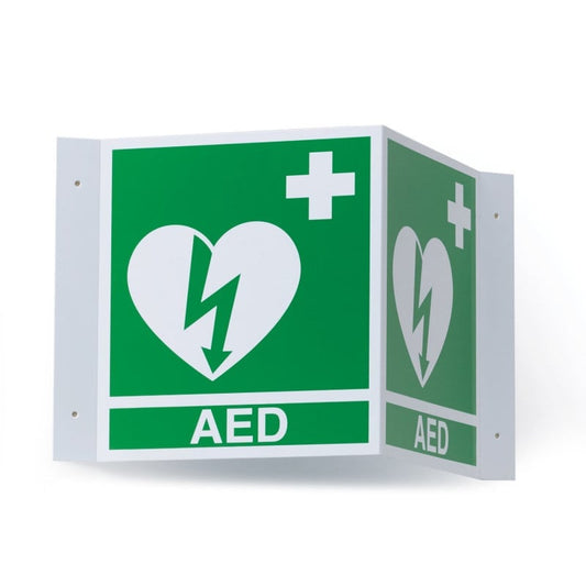 3D-Wandschild für Defibrillator-Standort ILCOR AED von ZOLL - grün-weiße Kennzeichnung - Med-Praxisbedarf