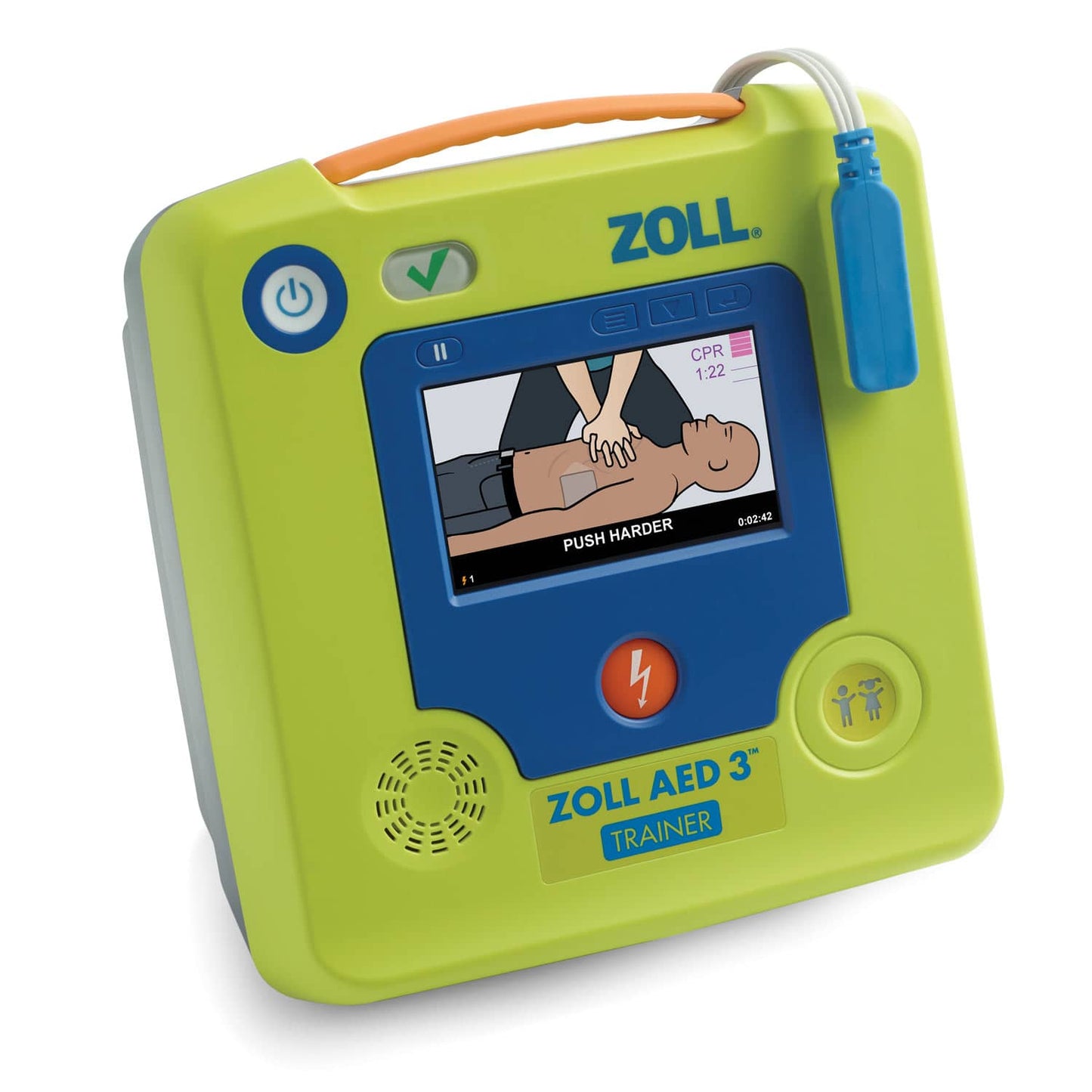 ZOLL AED 3 Trainer Frontansicht - Trainings-Defibrillator mit Simulations-Elektroden - Med-Praxisbedarf