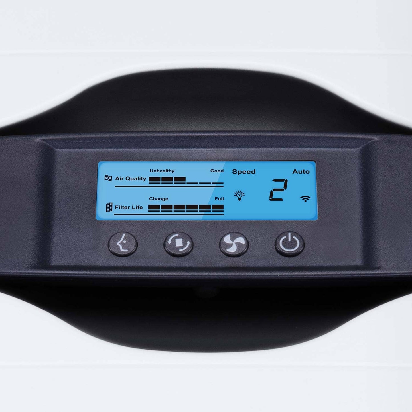 Airgle AG300 Luftreiniger Front - Bedienelemente und Anzeige im Detail - Med-Praxisbedarf