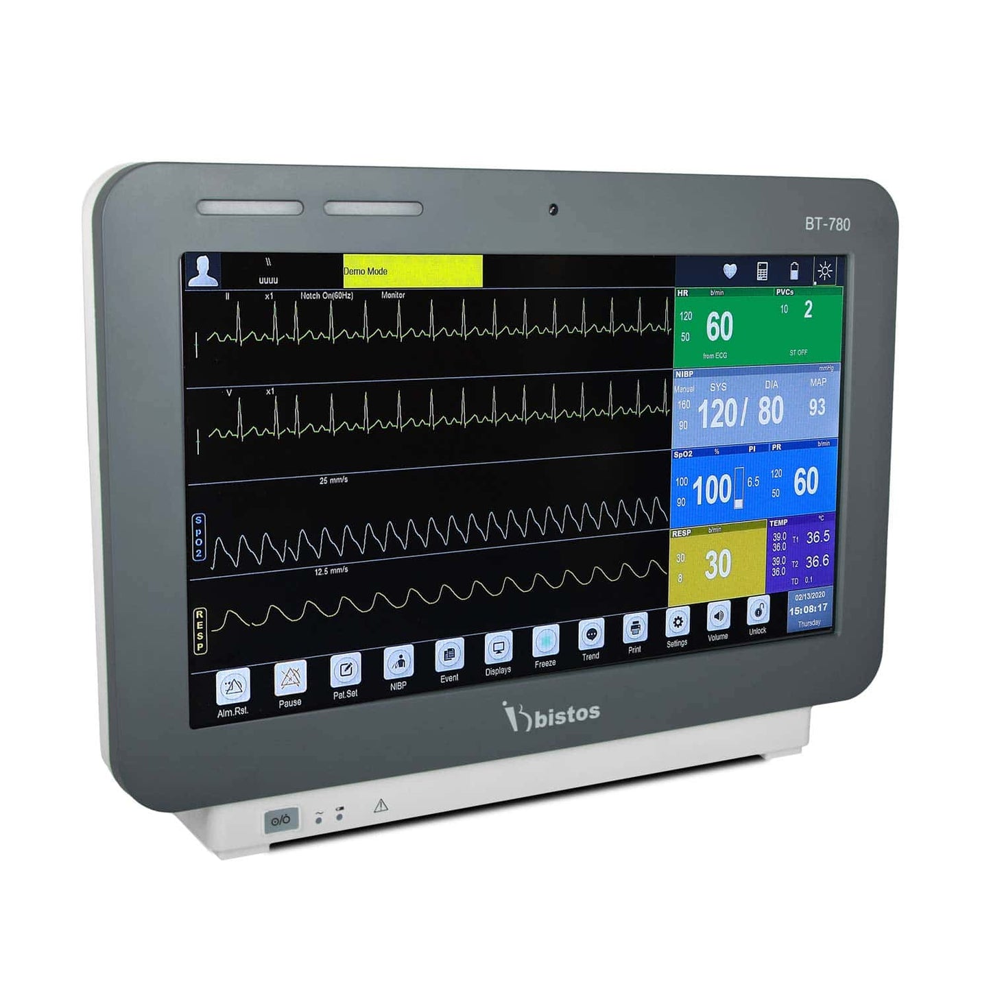 Patientenmonitor BT-780 Bedienfeld - Gerät zur Messung von EKG, Sauerstoffsättigung und Atemfrequenz - Med-Praxisbedarf