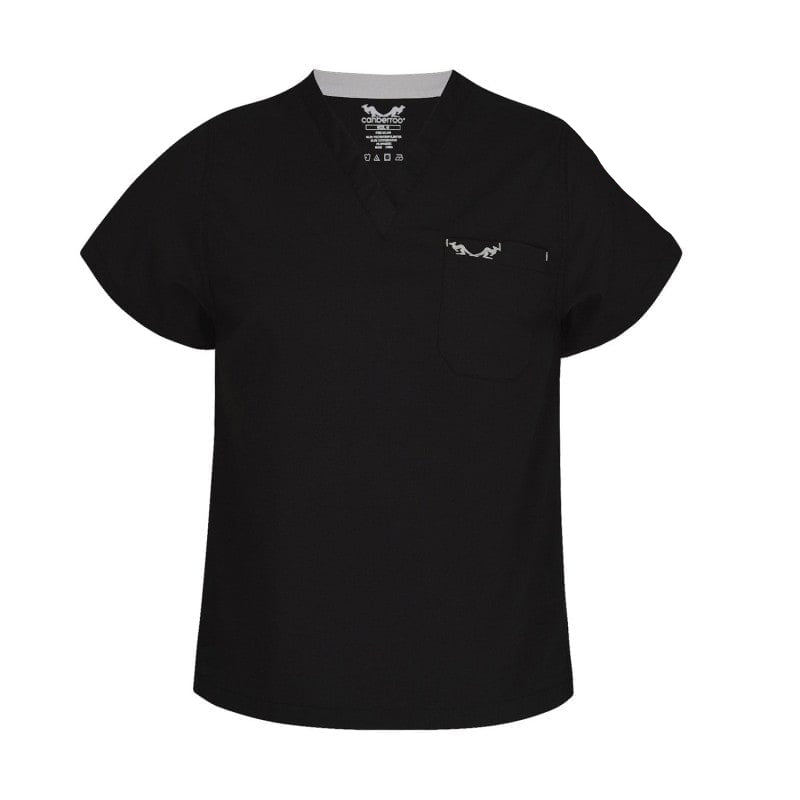 canberroo® Unisex-Top am Bügel - Präsentation des Praxis-Shirts, V-Ausschnitt, Logo - Med-Praxisbedarf