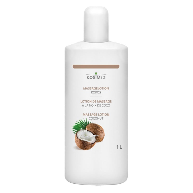 Flasche cosiMED Massagelotion im klinischen Umfeld - schnell einziehend, dermatologisch getestet - Med-Praxisbedarf