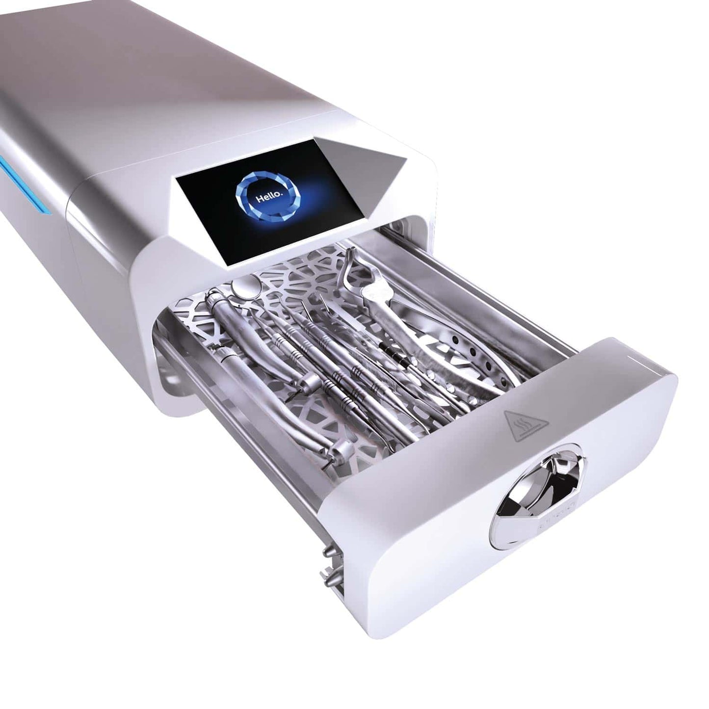 Enbio S Sterilisator Frontansicht weiß - mit Bedienpanel und Display für einfache Programmierung - Med-Praxisbedarf