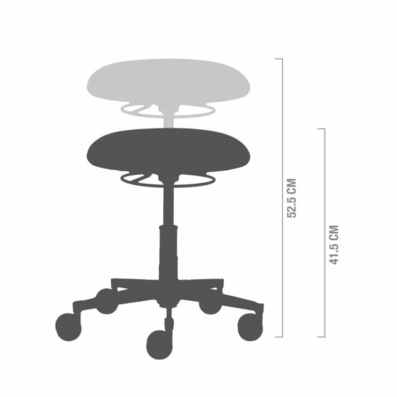 Drehstuhl myXPERT von der Seite - ergonomischer Hocker mit Rückenlehne - Med-Praxisbedarf